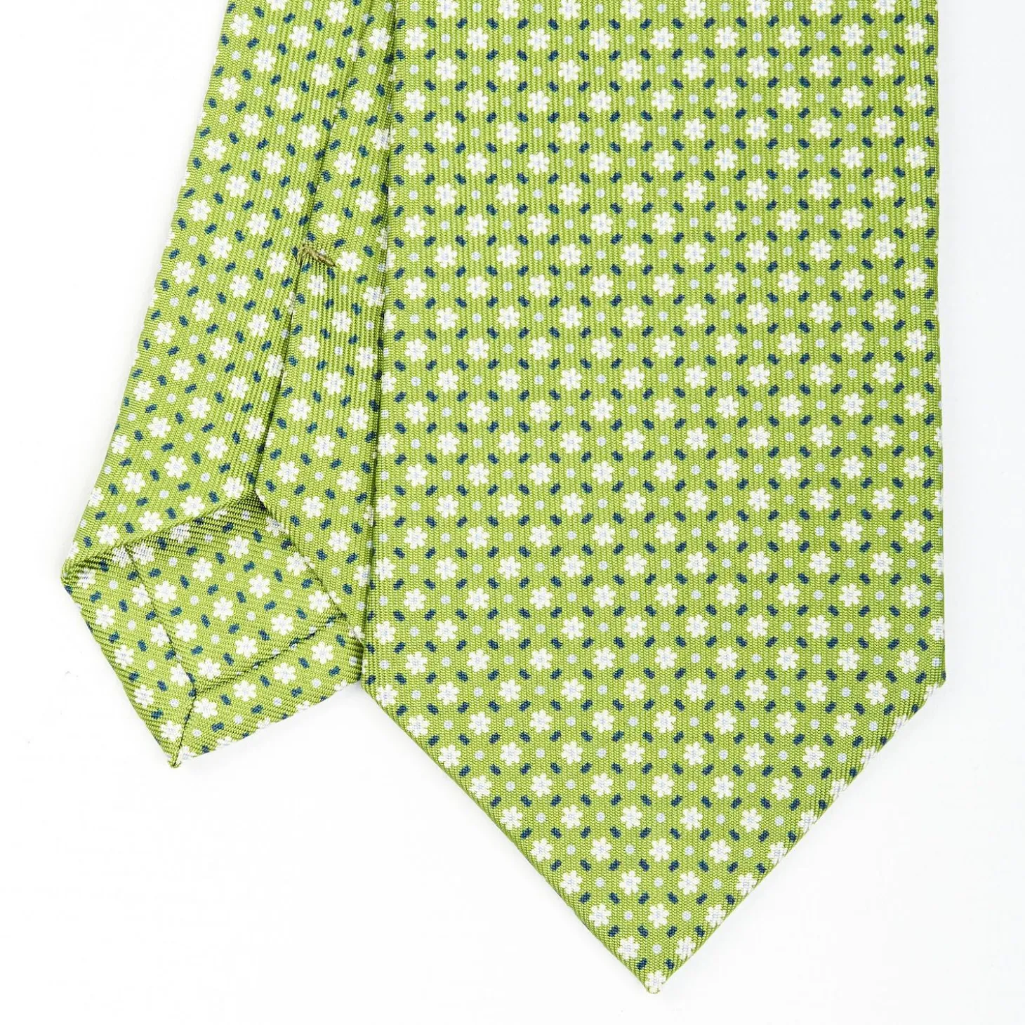 Light Green Sartorial Classic Silk Tie - Small Flower Pattern