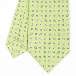 Light Green Sartorial Classic Silk Tie - Small Flower Pattern