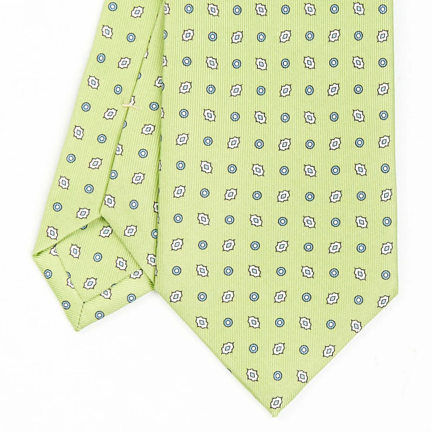 Light Green Sartorial Classic Silk Tie - Small Flower Pattern
