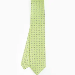 Light Green Sartorial Classic Silk Tie - Small Flower Pattern