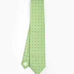 Light Green Sartorial Jacquard Silk Tie - Small Flower Designs