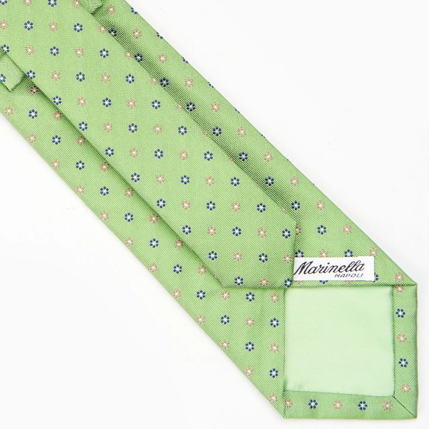 Light Green Sartorial Jacquard Silk Tie - Small Flower Designs