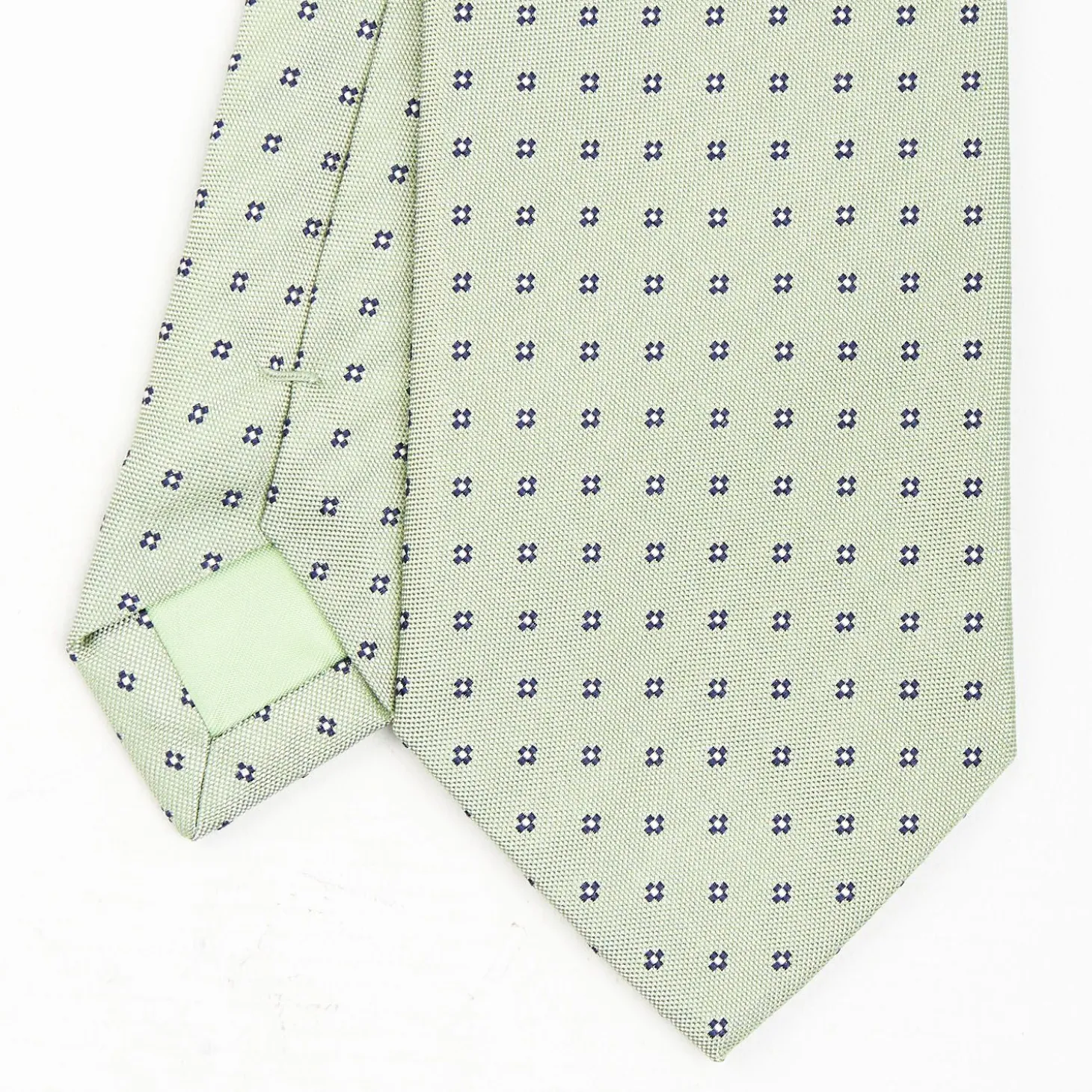 Light Green Sartorial Jacquard Silk Tie - Small Flower Designs
