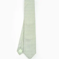 Light Green Sartorial Jacquard Silk Tie - Small Flower Designs