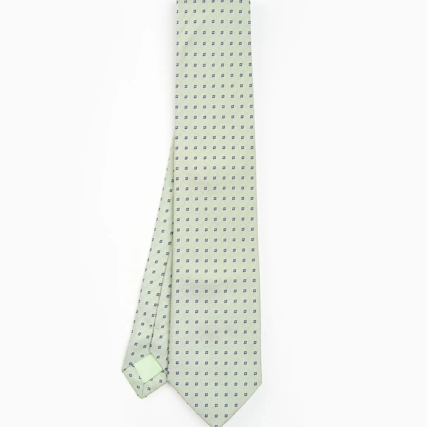 Light Green Sartorial Jacquard Silk Tie - Small Flower Designs