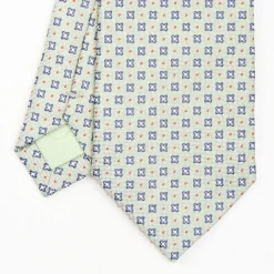 Light Green Sartorial Jacquard Silk Tie - Large Flower Pattern