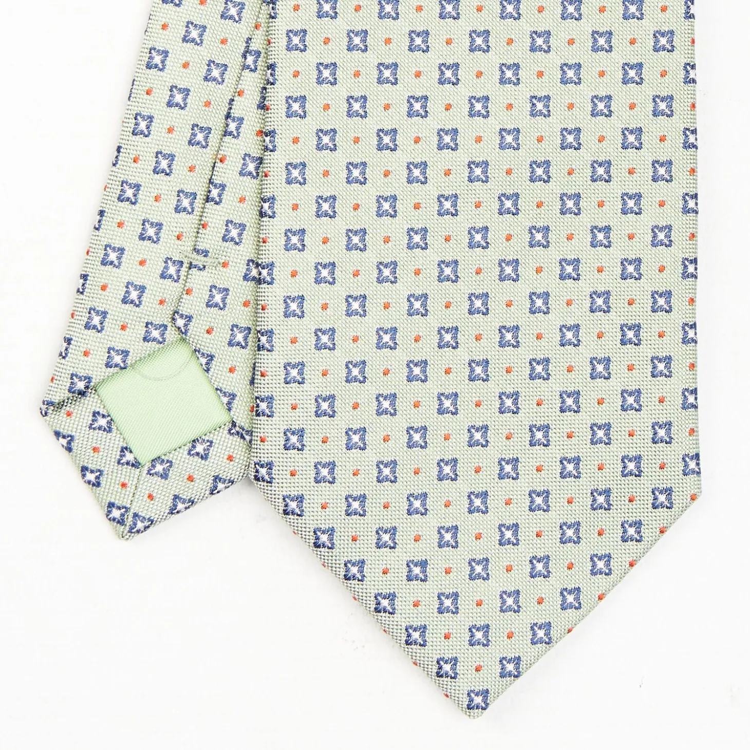 Light Green Sartorial Jacquard Silk Tie - Large Flower Pattern