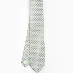 Light Green Sartorial Jacquard Silk Tie - Large Flower Pattern