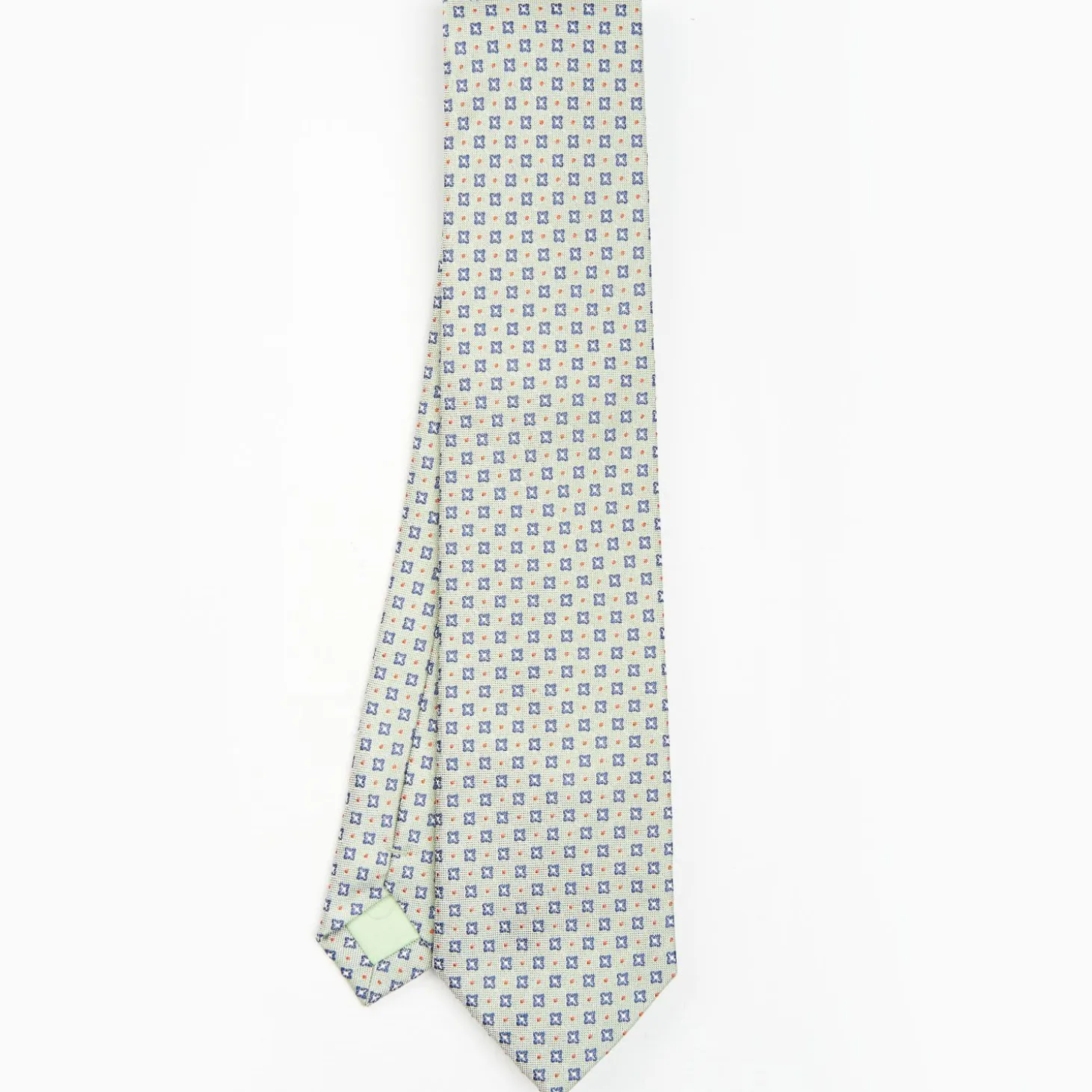 Light Green Sartorial Jacquard Silk Tie - Large Flower Pattern