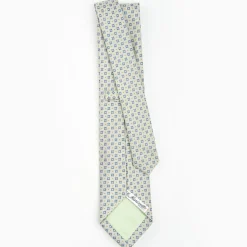 Light Green Sartorial Jacquard Silk Tie - Large Flower Pattern