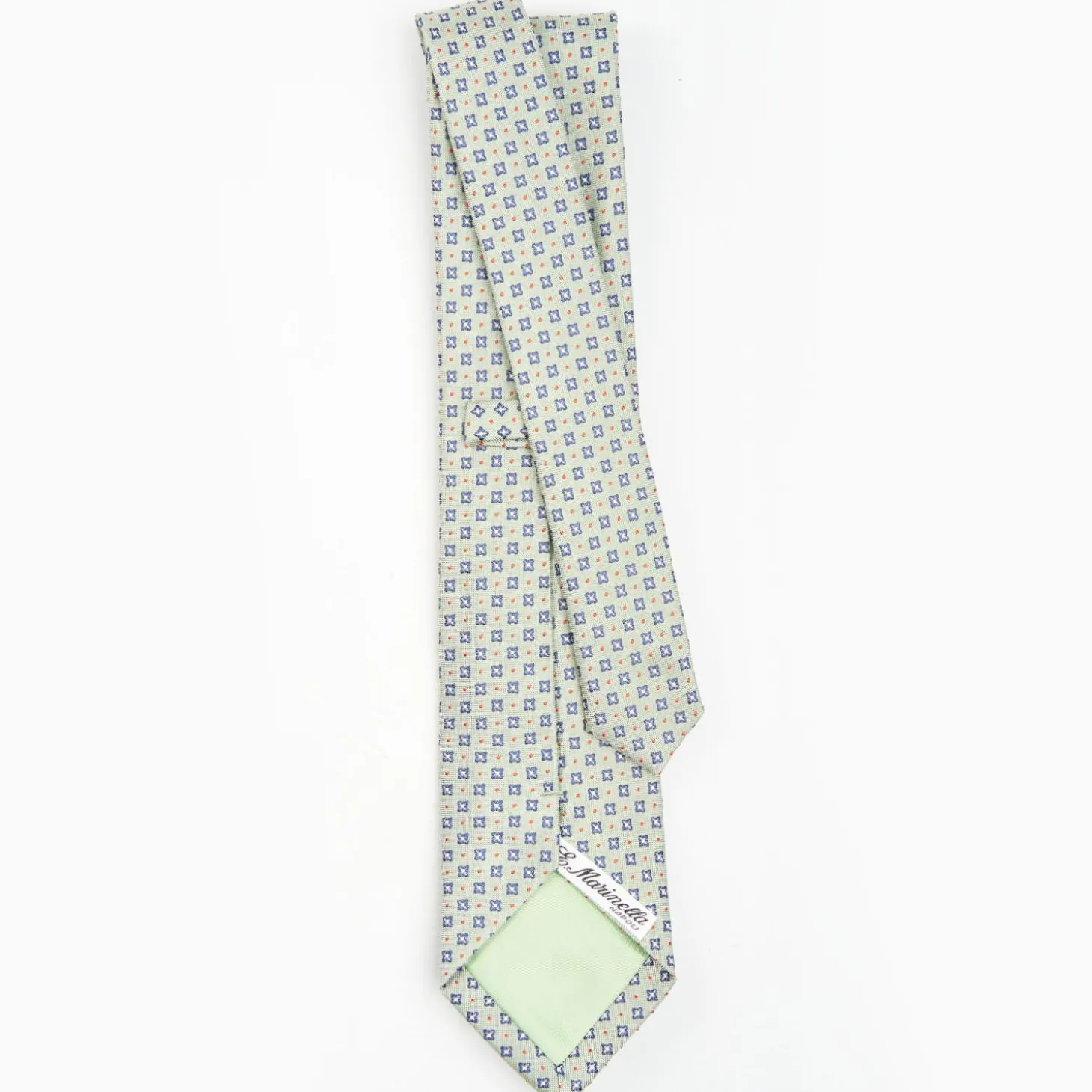Light Green Sartorial Jacquard Silk Tie - Large Flower Pattern