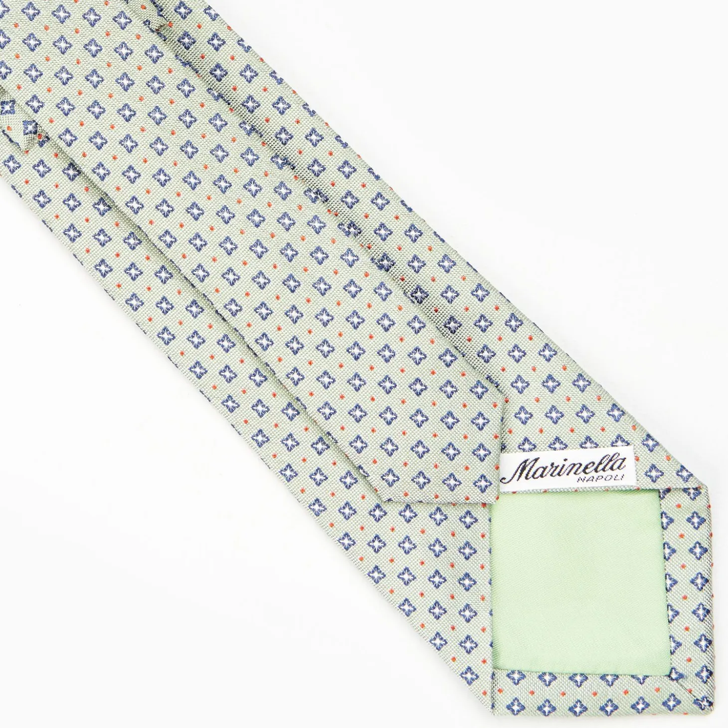 Light Green Sartorial Jacquard Silk Tie - Large Flower Pattern