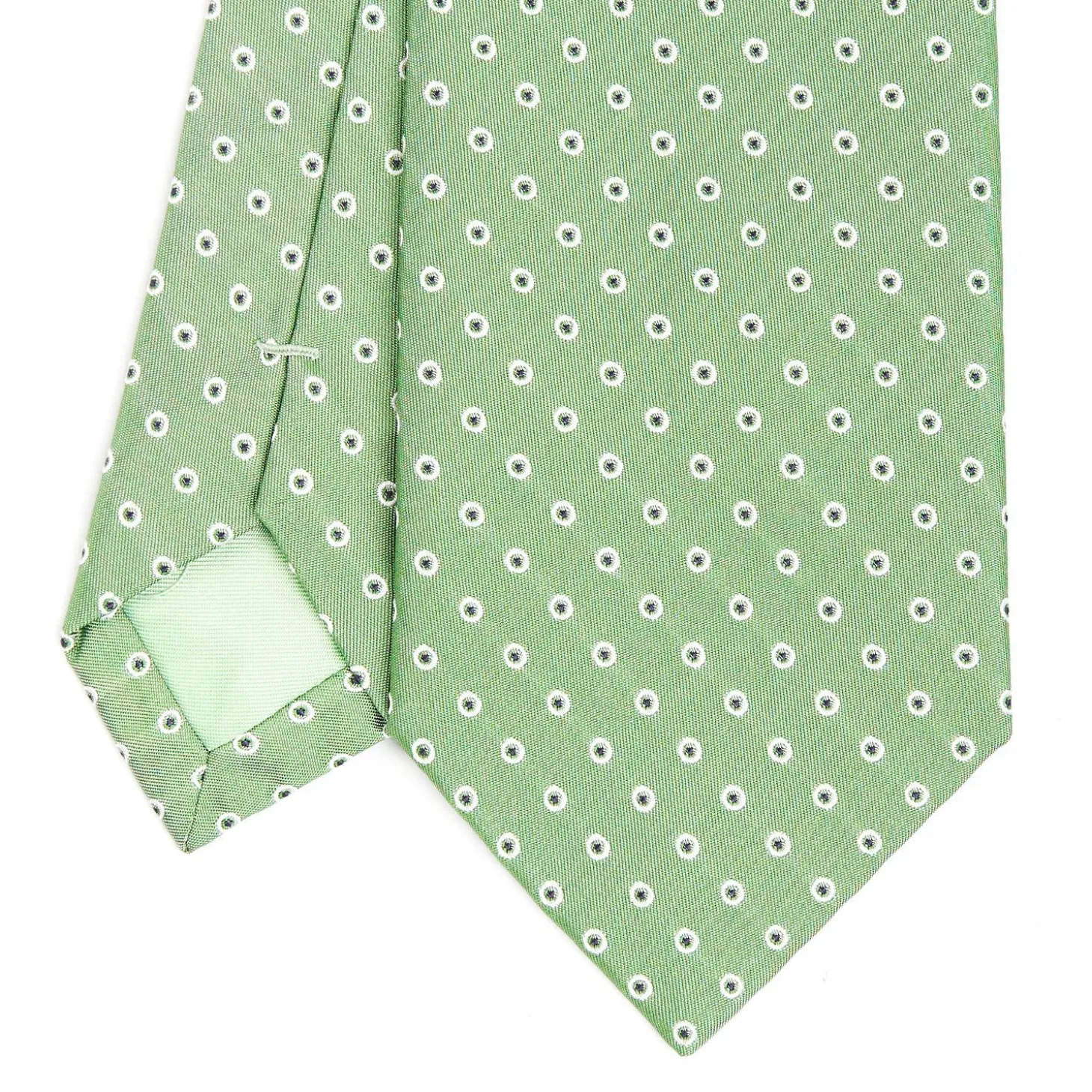Light Green Sartorial Jacquard Silk Tie - Small Geometric Pattern