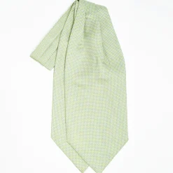 Light Green Silk Ascot Tie - Small Flower Designs