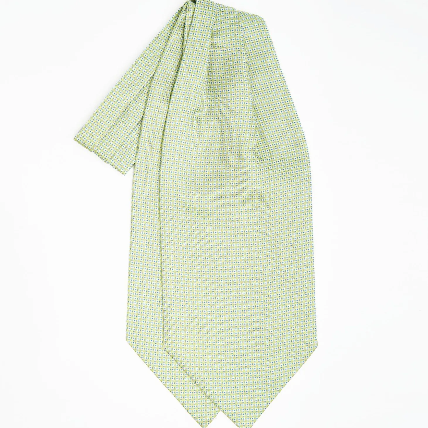 Light Green Silk Ascot Tie - Small Flower Designs