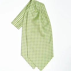 Light Green Silk Ascot Tie Small Flower Designs