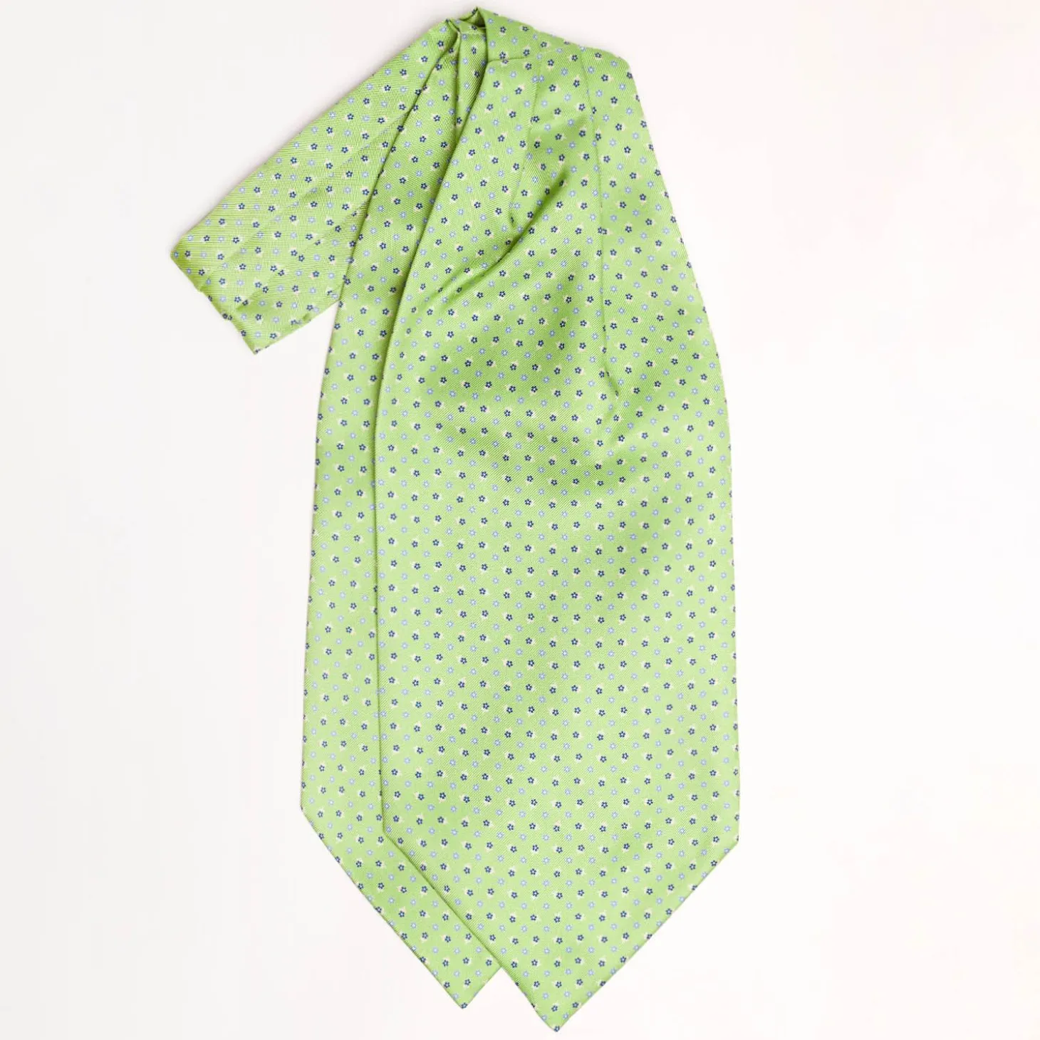Light Green Silk Ascot Tie - Small Flower Designs