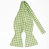 Light Green Silk Bowtie To Self-Tie - Small Flower Pattern
