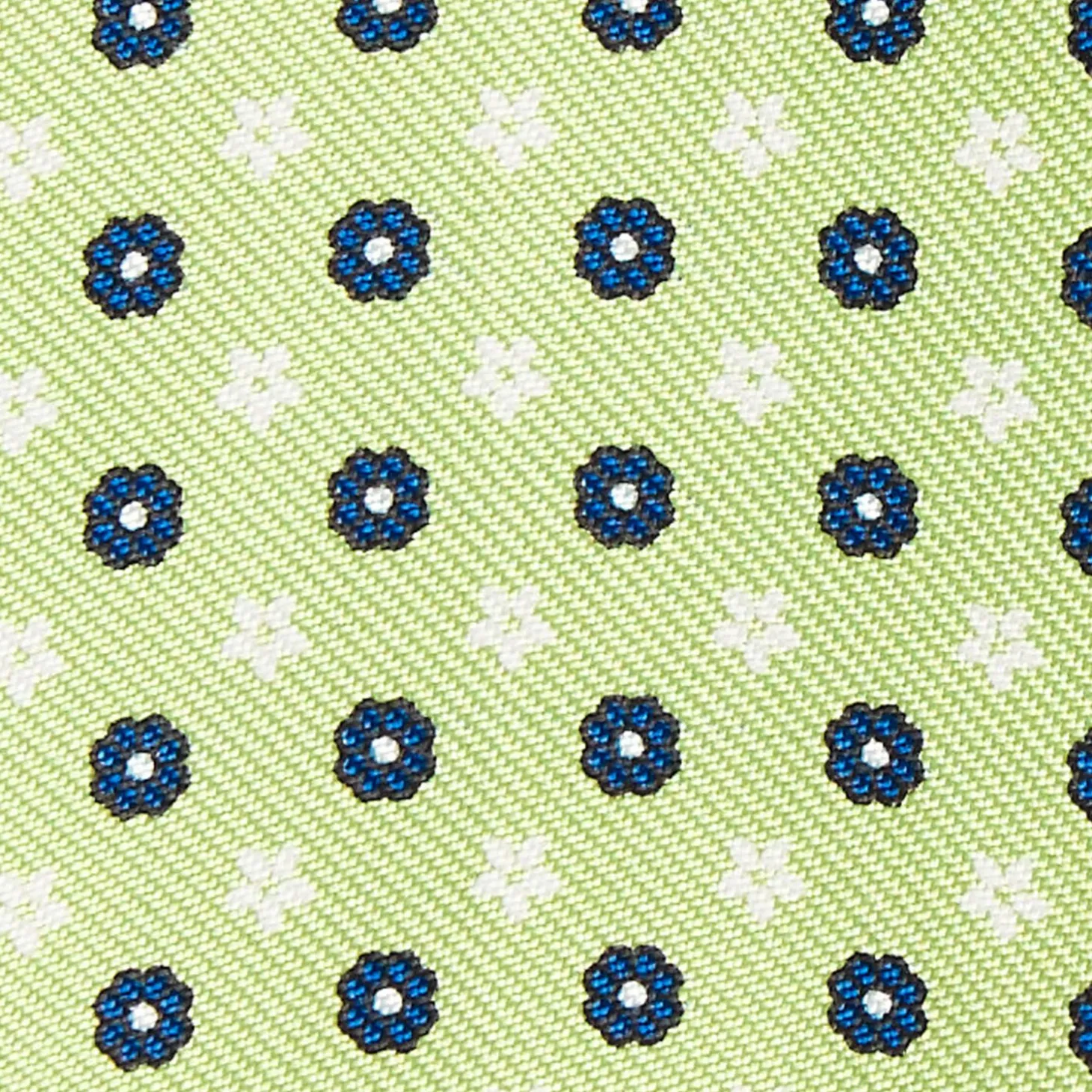 Light Green Silk Bowtie To Self-Tie - Small Flower Pattern