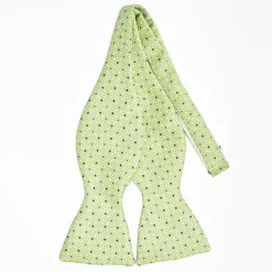 Light Green Silk Bowtie To Self-Tie - Small Geometric Pattern