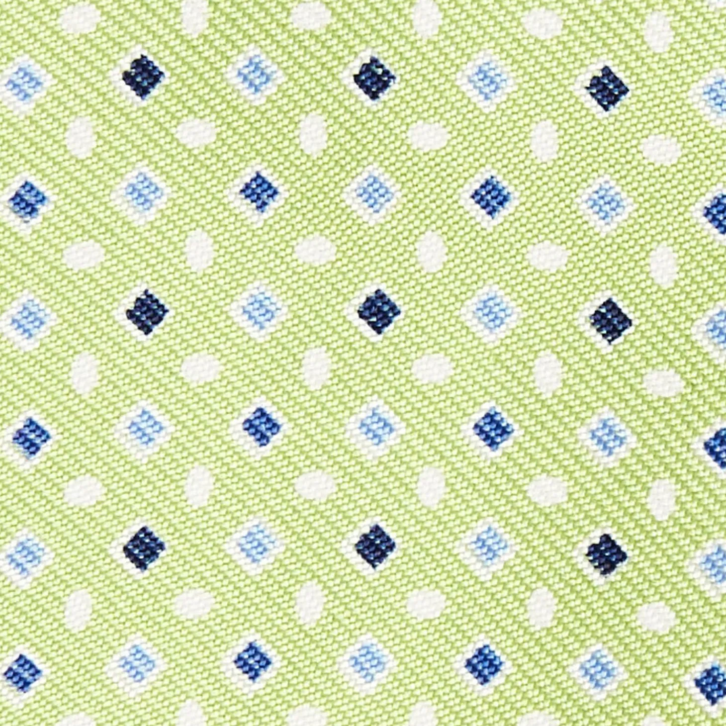 Light Green Silk Bowtie To Self-Tie - Small Geometric Pattern