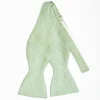 Light Green Silk Bowtie To Self-Tie - Small Flower Pattern