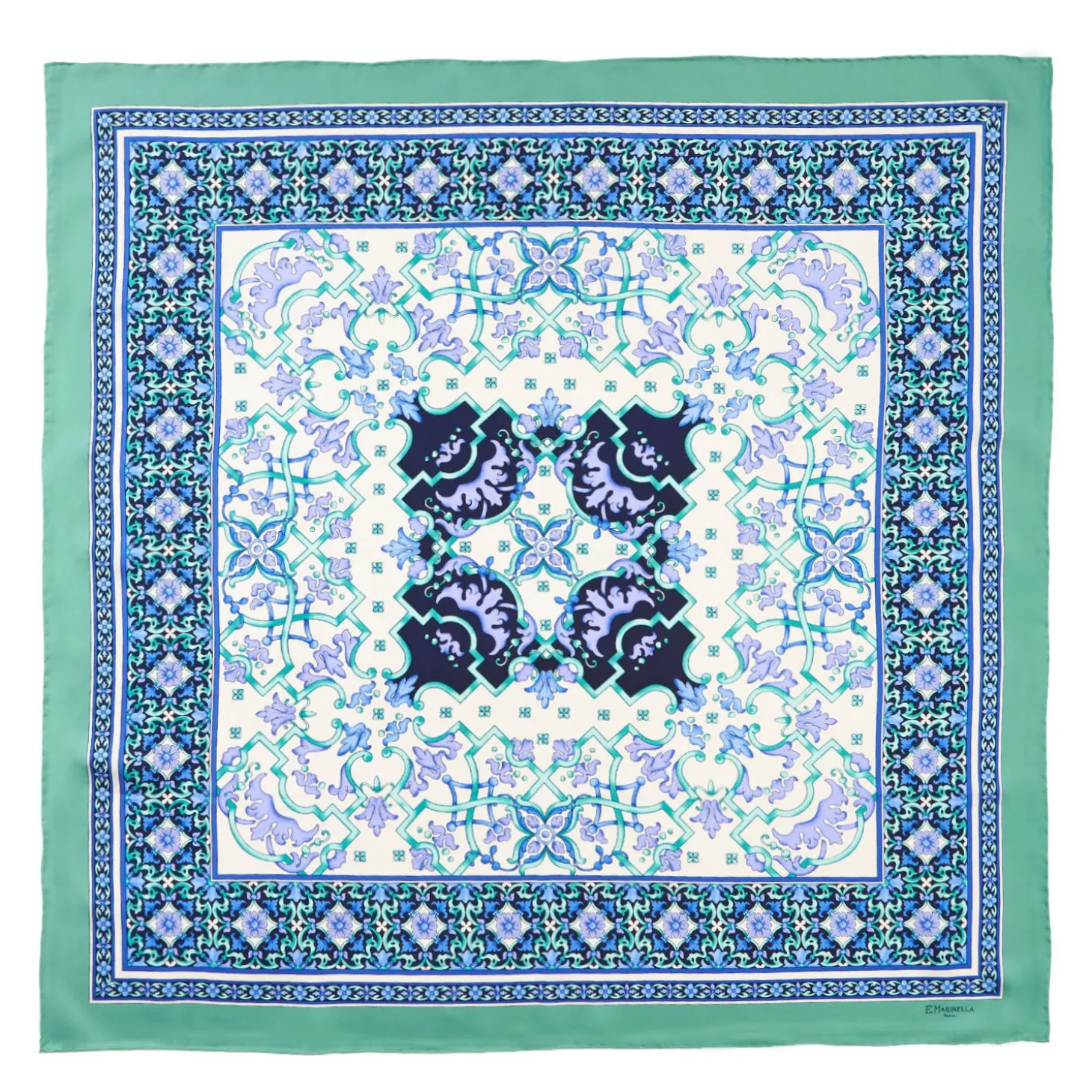 Light Green Silk Scarf 90 - Mediterranean Vibes