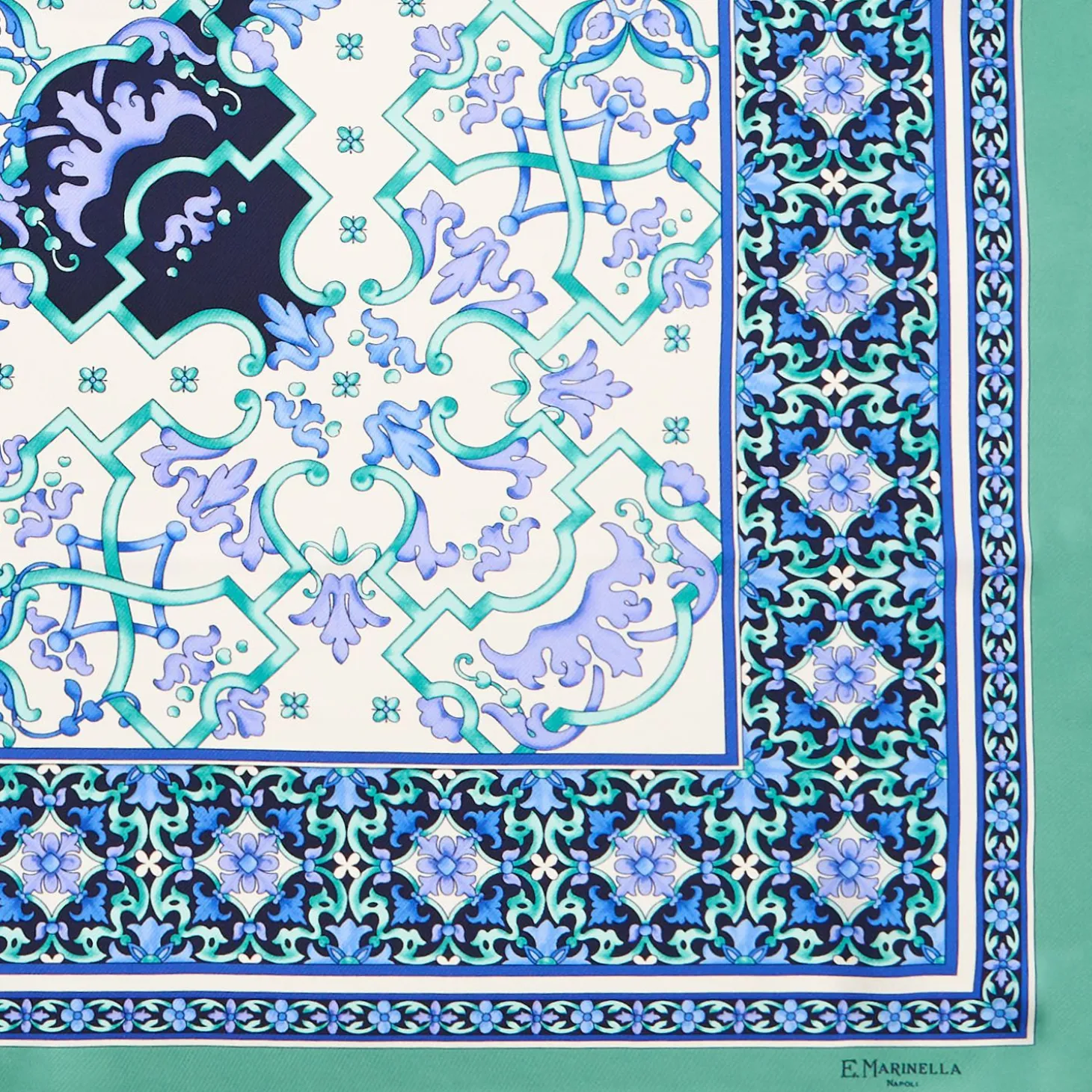 Light Green Silk Scarf 90 - Mediterranean Vibes
