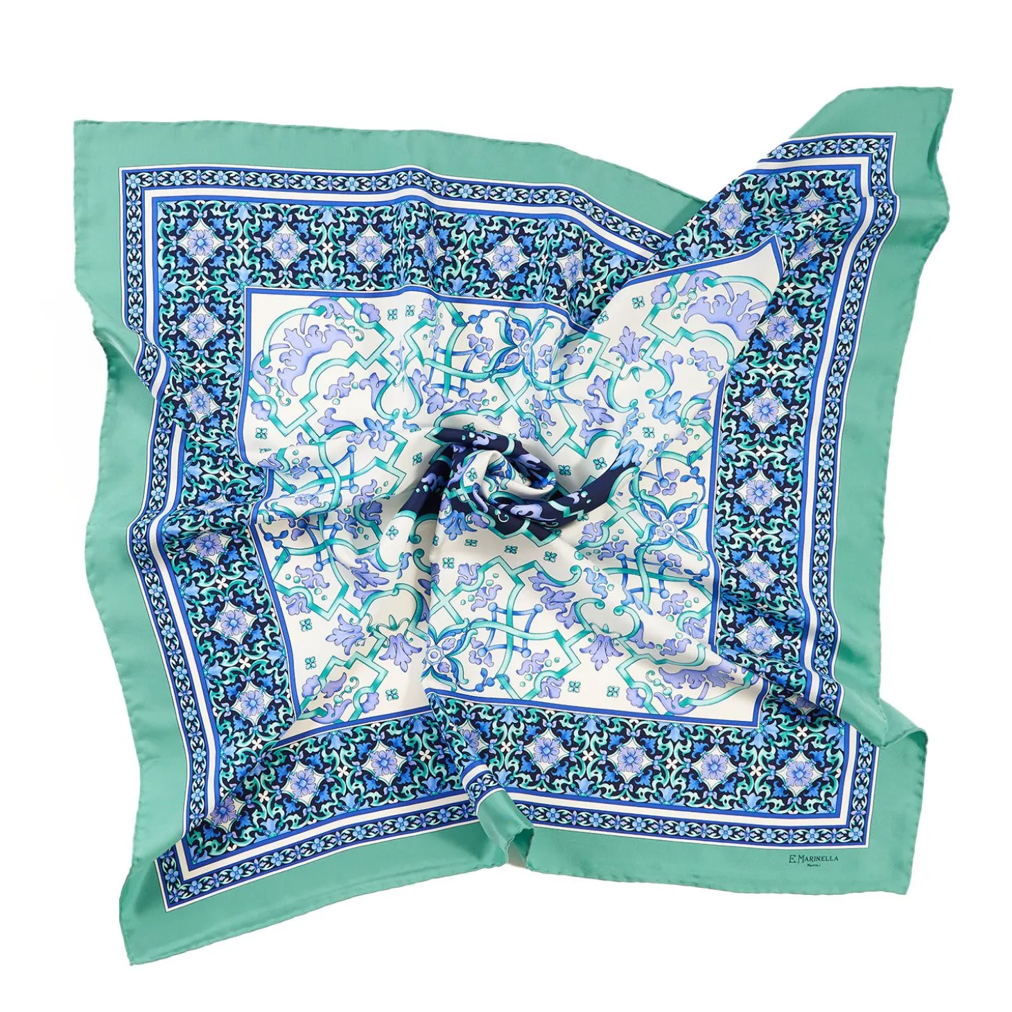 Light Green Silk Scarf 90 - Mediterranean Vibes