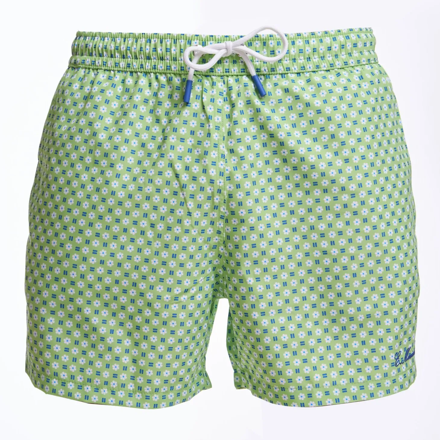 Light Green Swim Short - Small Flower Pattern