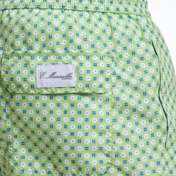 Light Green Swim Short - Small Flower Pattern