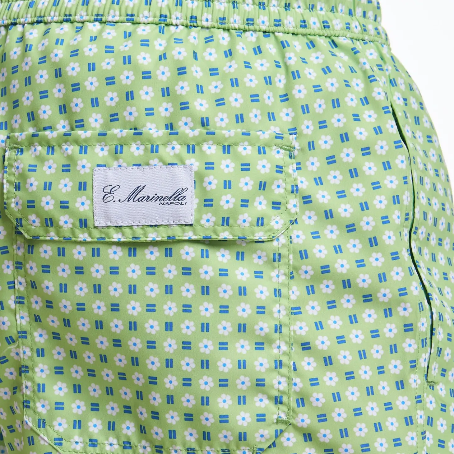 Light Green Swim Short - Small Flower Pattern