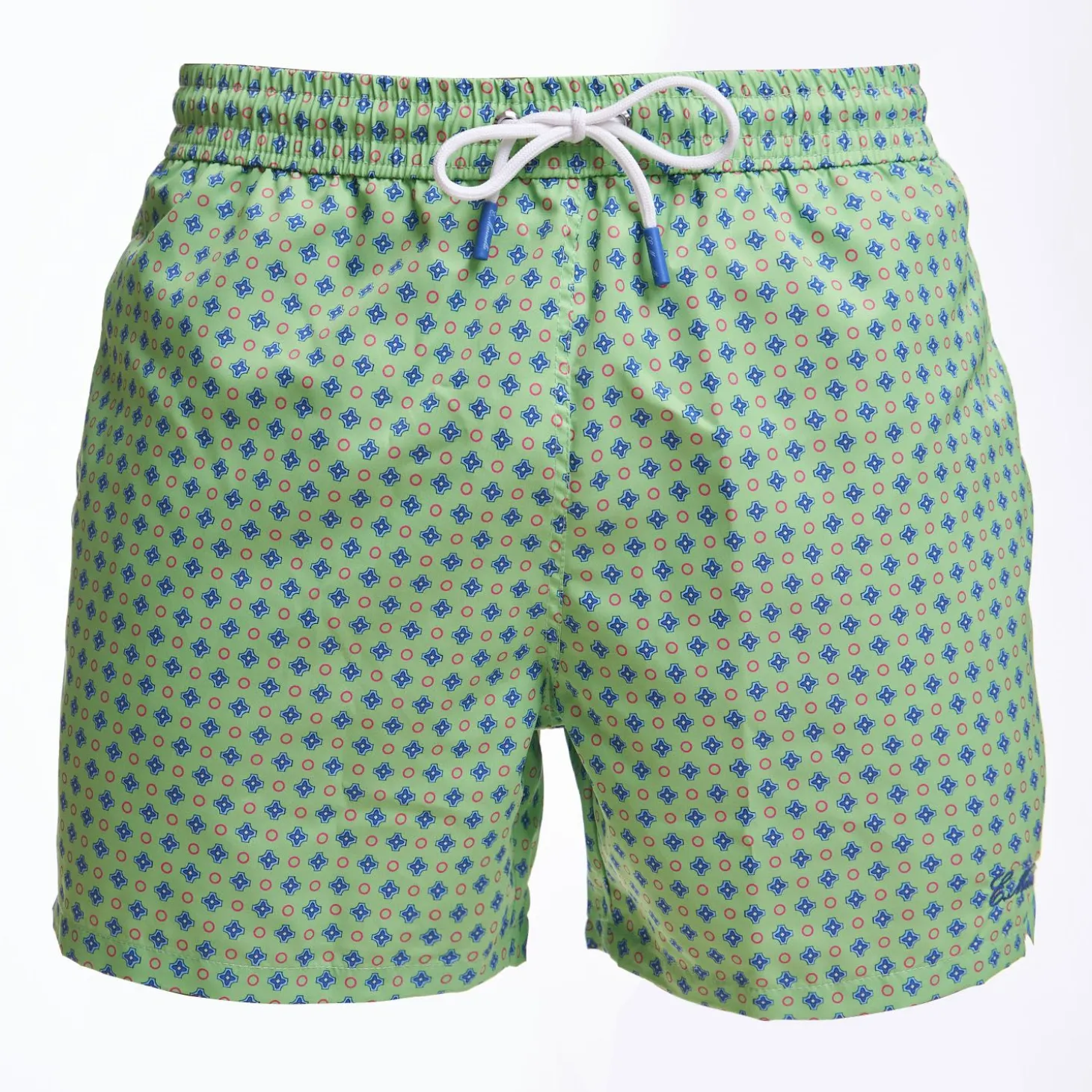 Light Green Swim Short - Small Flower Pattern