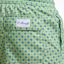 Light Green Swim Short - Small Flower Pattern