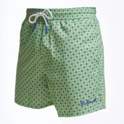Light Green Swim Short - Small Flower Pattern