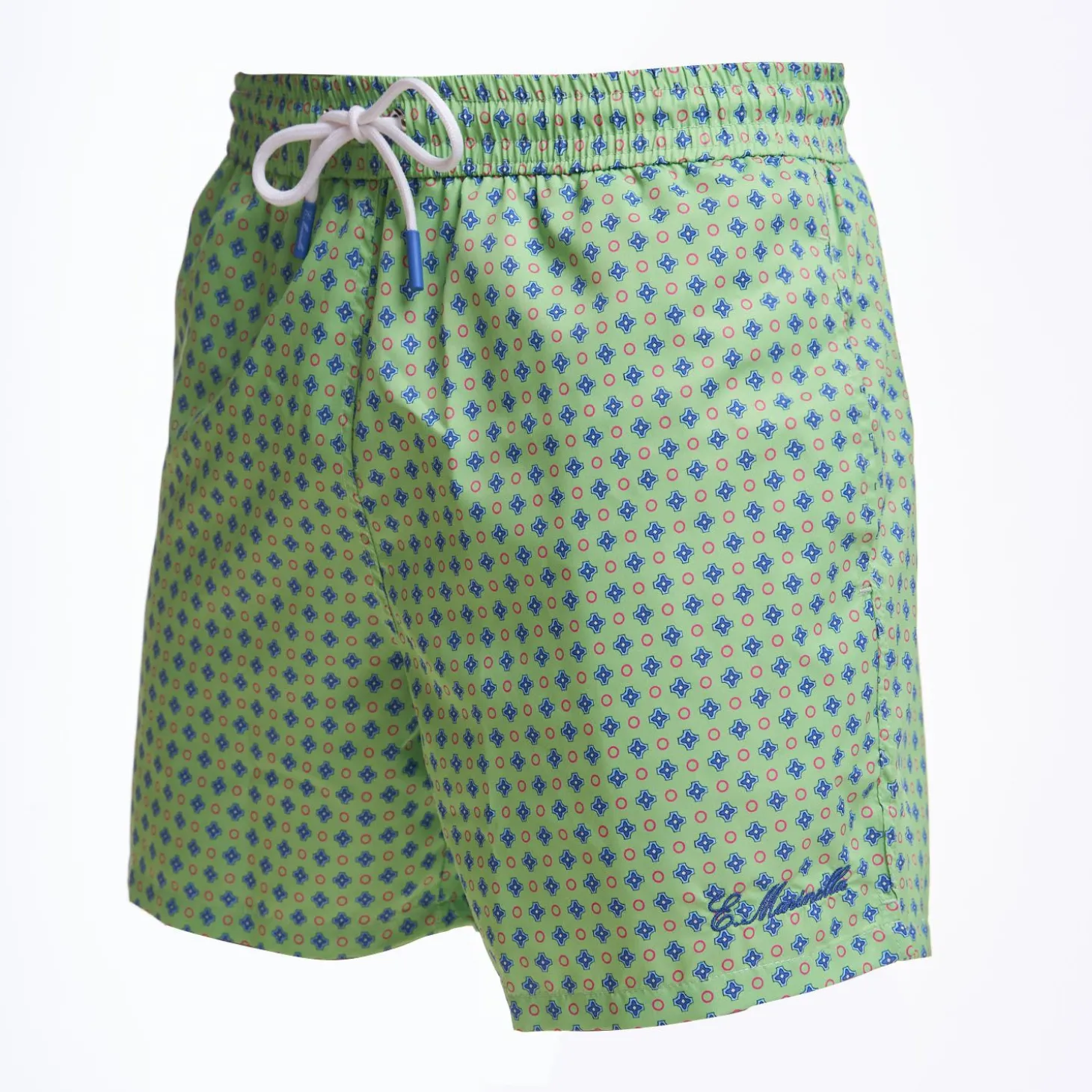 Light Green Swim Short - Small Flower Pattern