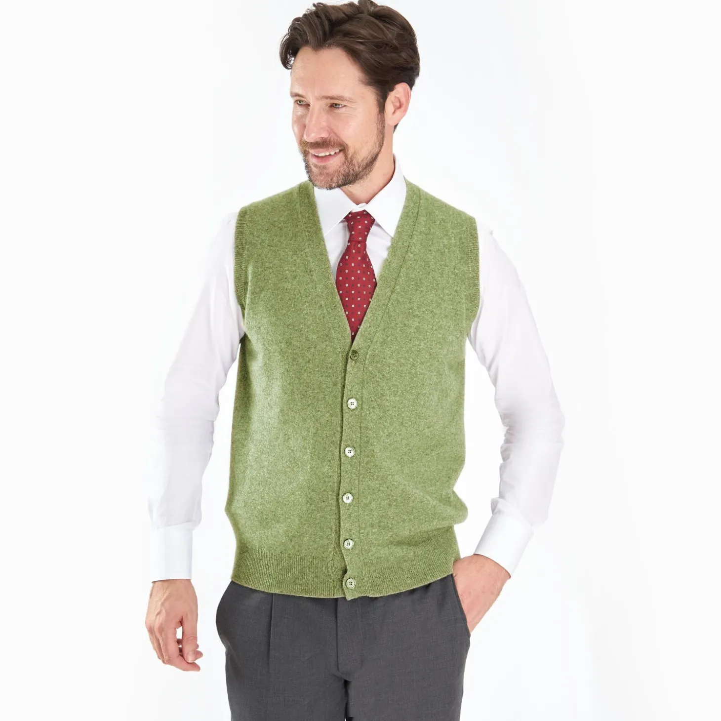 Light Green Wool And Cashmere Gilet
