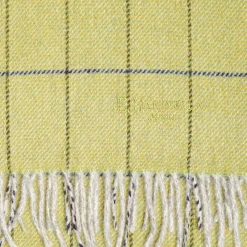 Light Green Wool Plaid Fringed Scarf