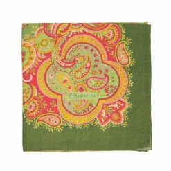 Light Green Wool Stole With Floral And Paisley Patterns