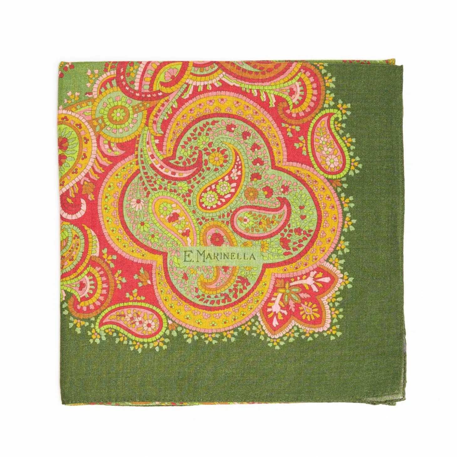 Light Green Wool Stole With Floral And Paisley Patterns