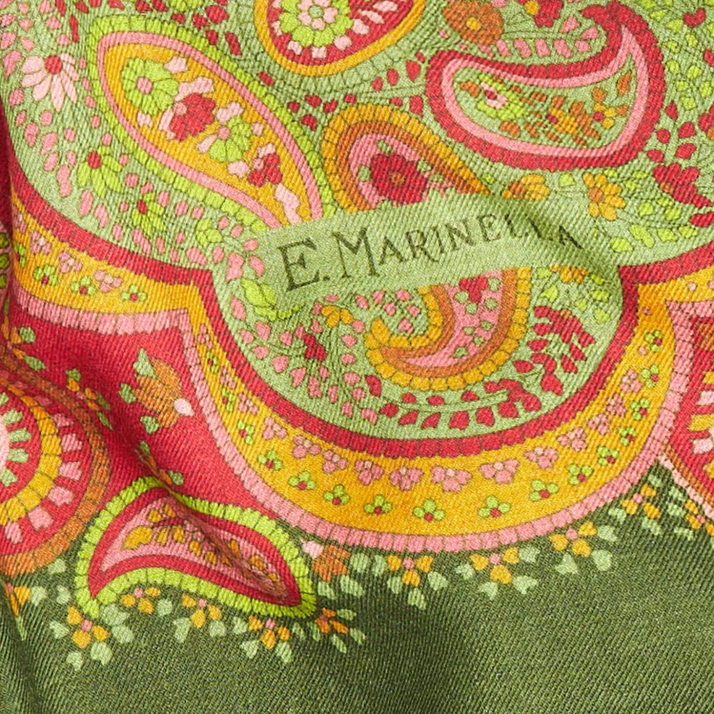 Light Green Wool Stole With Floral And Paisley Patterns