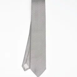 Light Grey Ceremonial Jacquard Silk Tie - Small Geometric Pattern