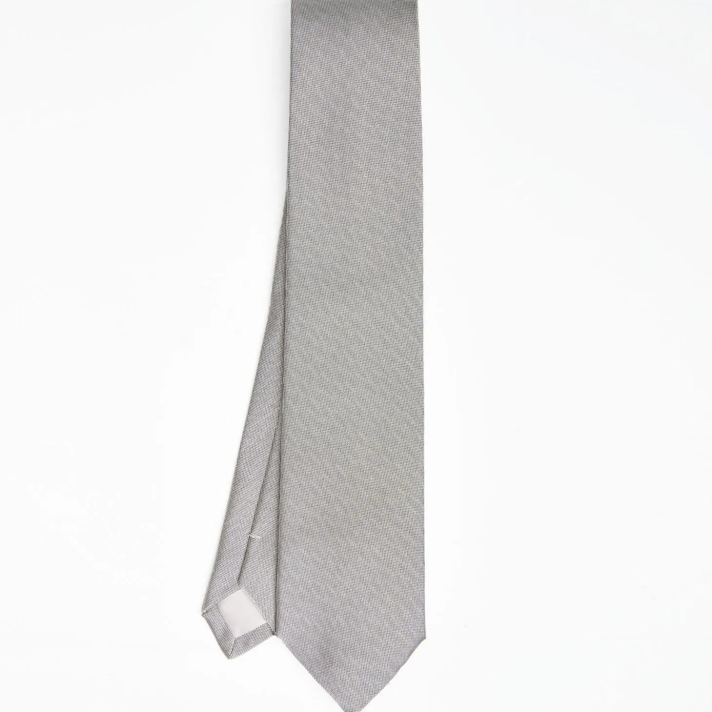 Light Grey Ceremonial Jacquard Silk Tie - Small Geometric Pattern