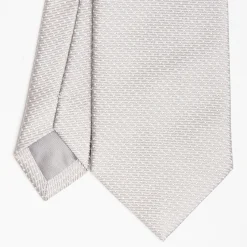 Light Grey Ceremonial Jacquard Silk Tie - Small Polka Dot Pattern