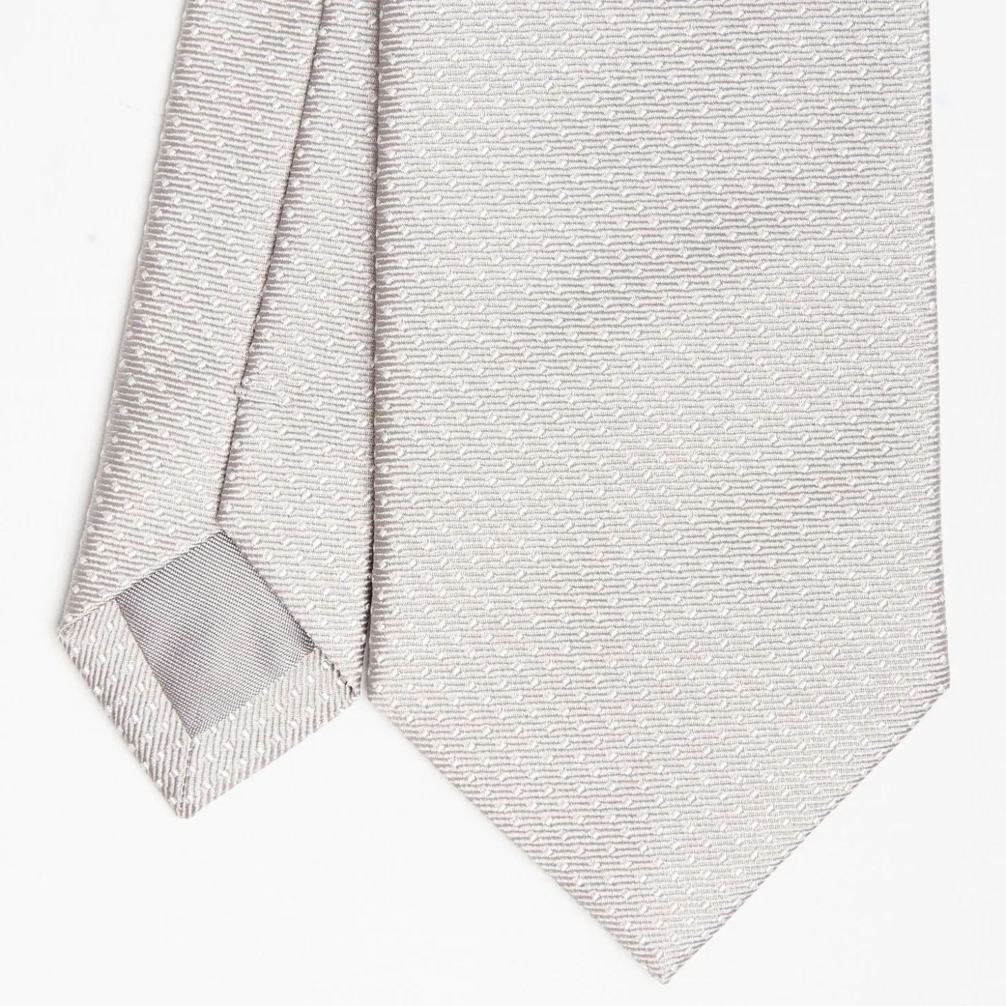 Light Grey Ceremonial Jacquard Silk Tie - Small Polka Dot Pattern