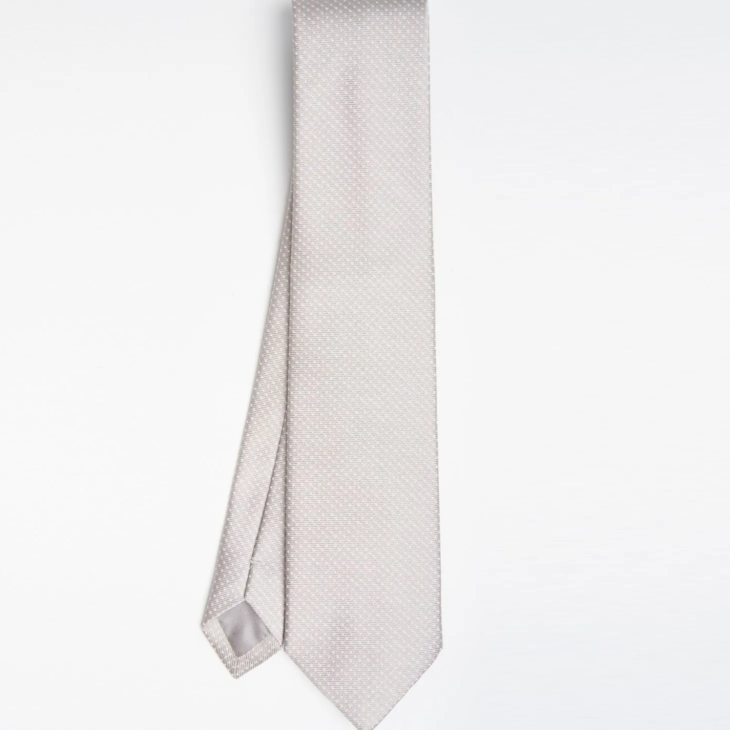 Light Grey Ceremonial Jacquard Silk Tie - Small Polka Dot Pattern