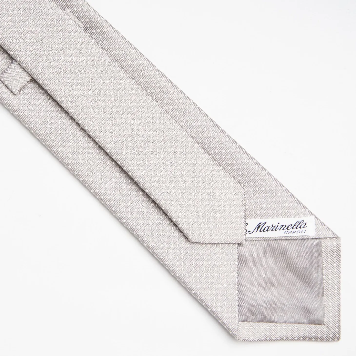 Light Grey Ceremonial Jacquard Silk Tie - Small Polka Dot Pattern