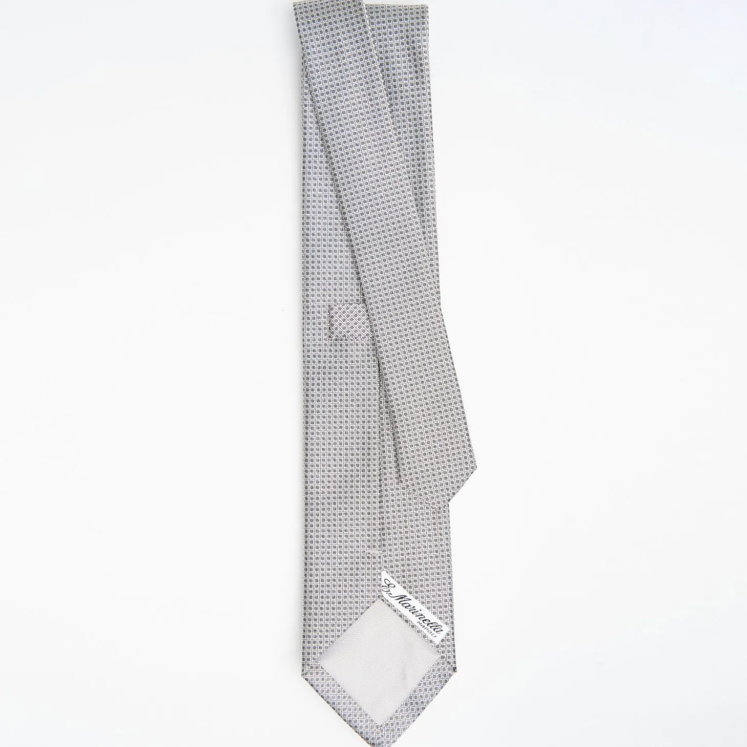 Light Grey Ceremonial Jacquard Silk Tie - Small Geometric Pattern