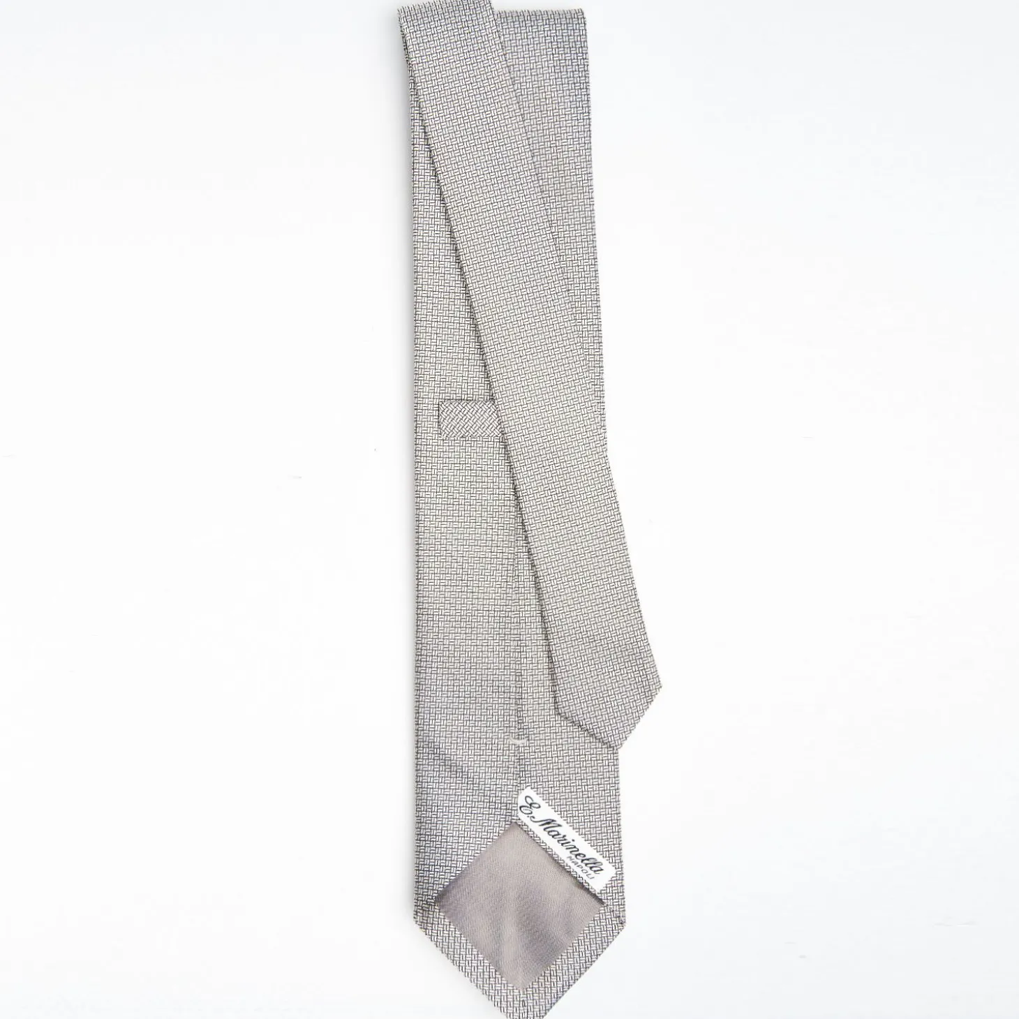 Light Grey Ceremonial Jacquard Silk Tie - Small Geometric Pattern