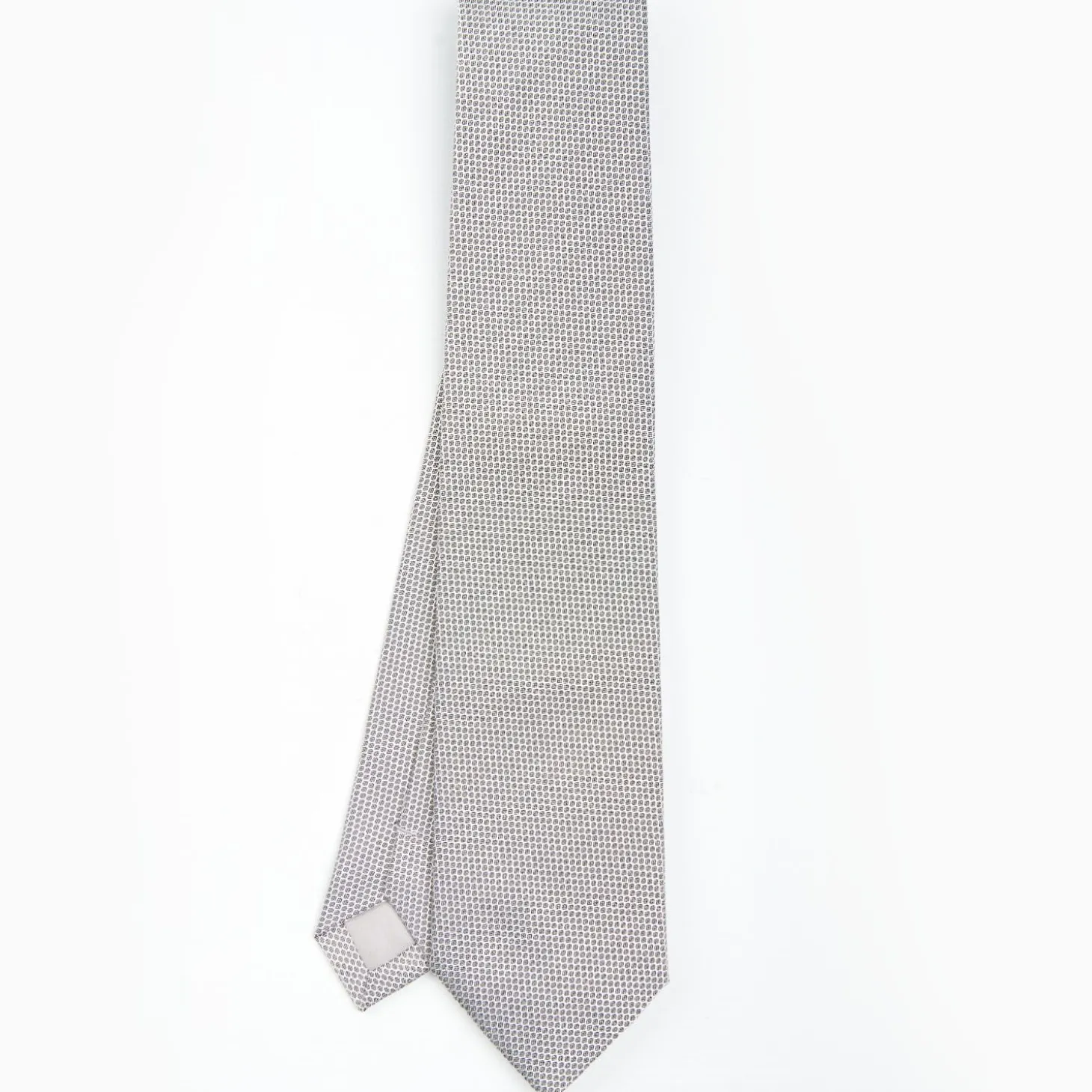 Light Grey Ceremonial Jacquard Silk Tie - Small Geometric Pattern